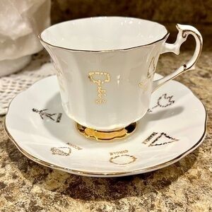 VTG Red Rose Tea Cup of Fortune Tea Cup and Saucer #1 Bone China Made in England